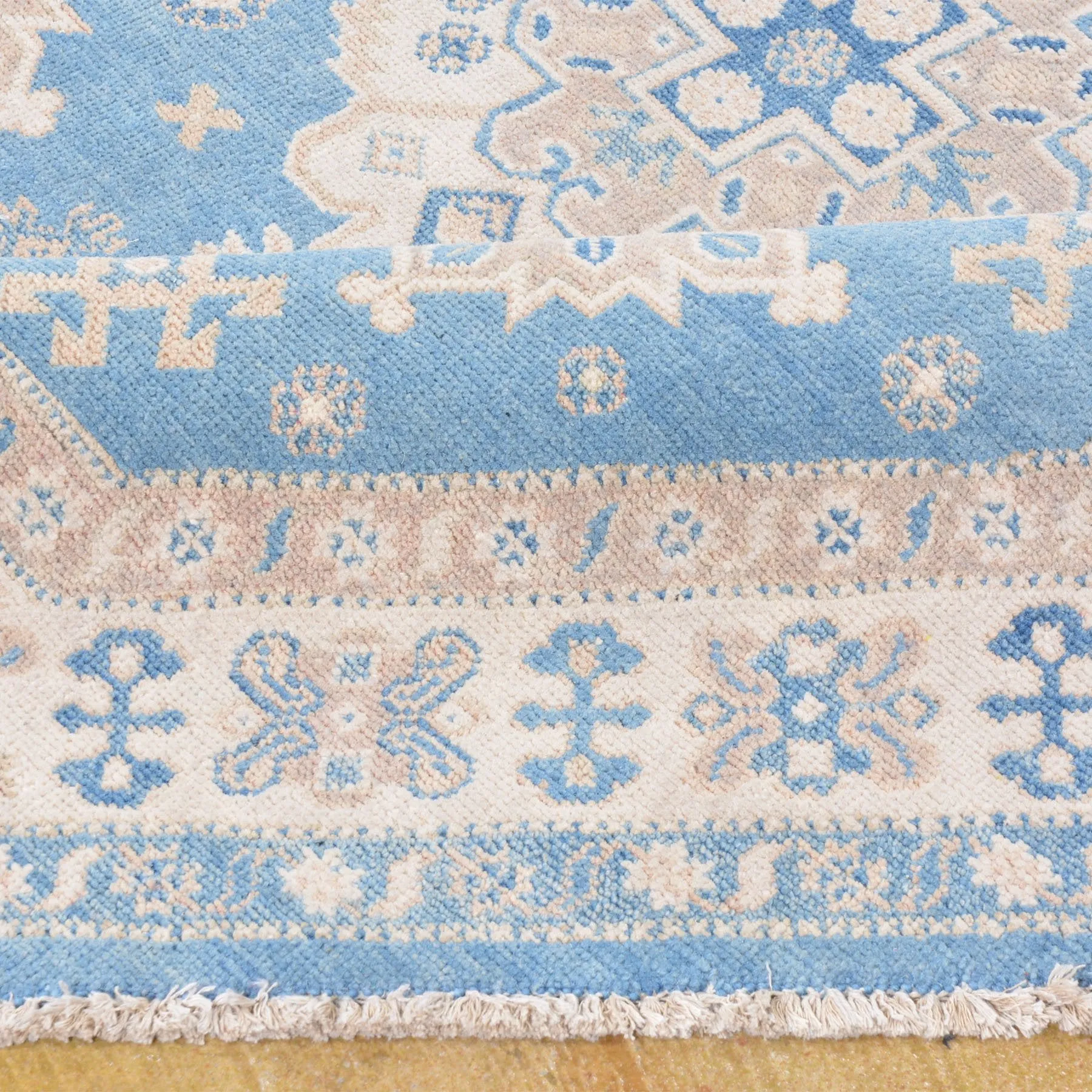 Hand-Knotted Octagon Vintage Look Kazak Design Wool Rug (Size 5.3 X 5.0) Brral-5580