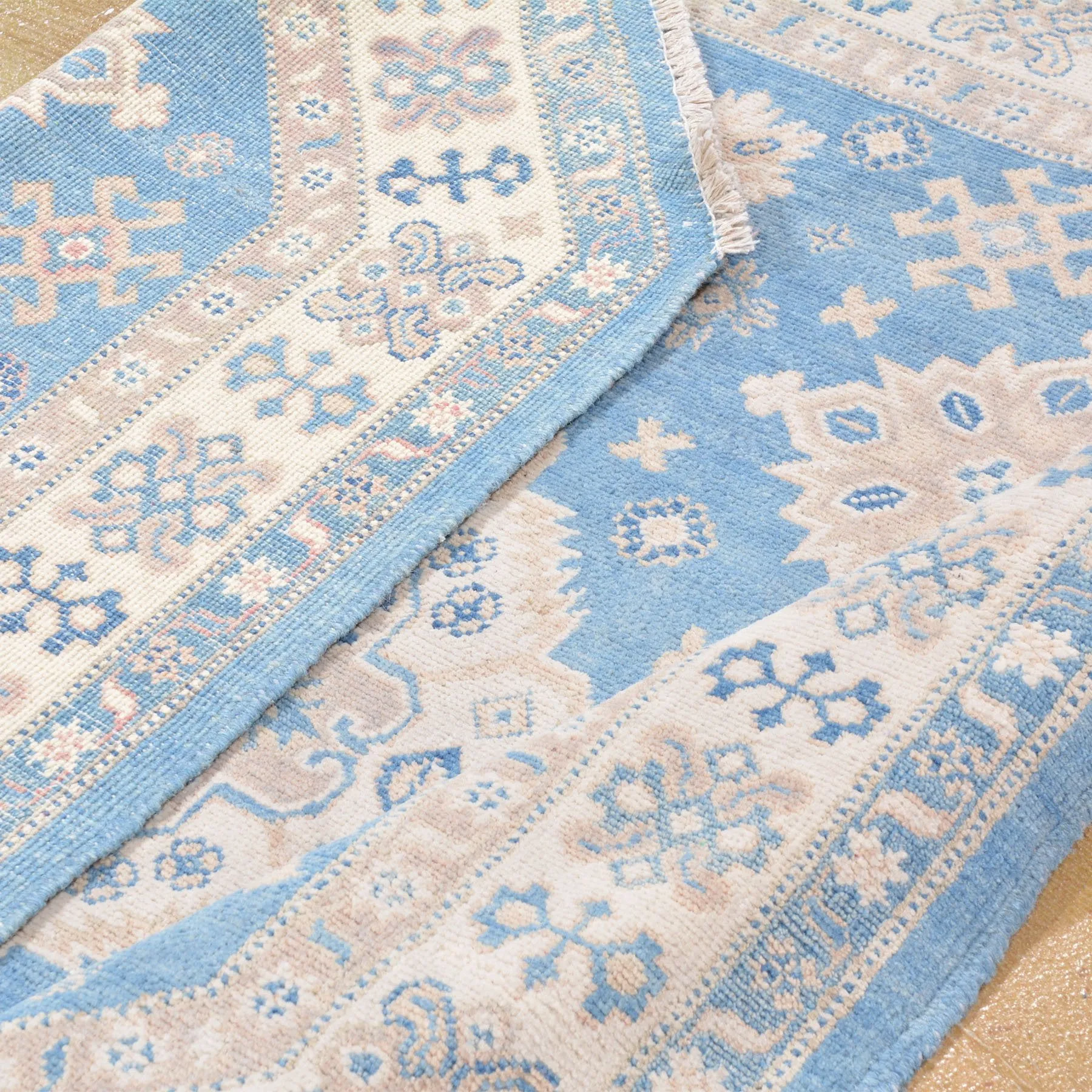 Hand-Knotted Octagon Vintage Look Kazak Design Wool Rug (Size 5.3 X 5.0) Brral-5580