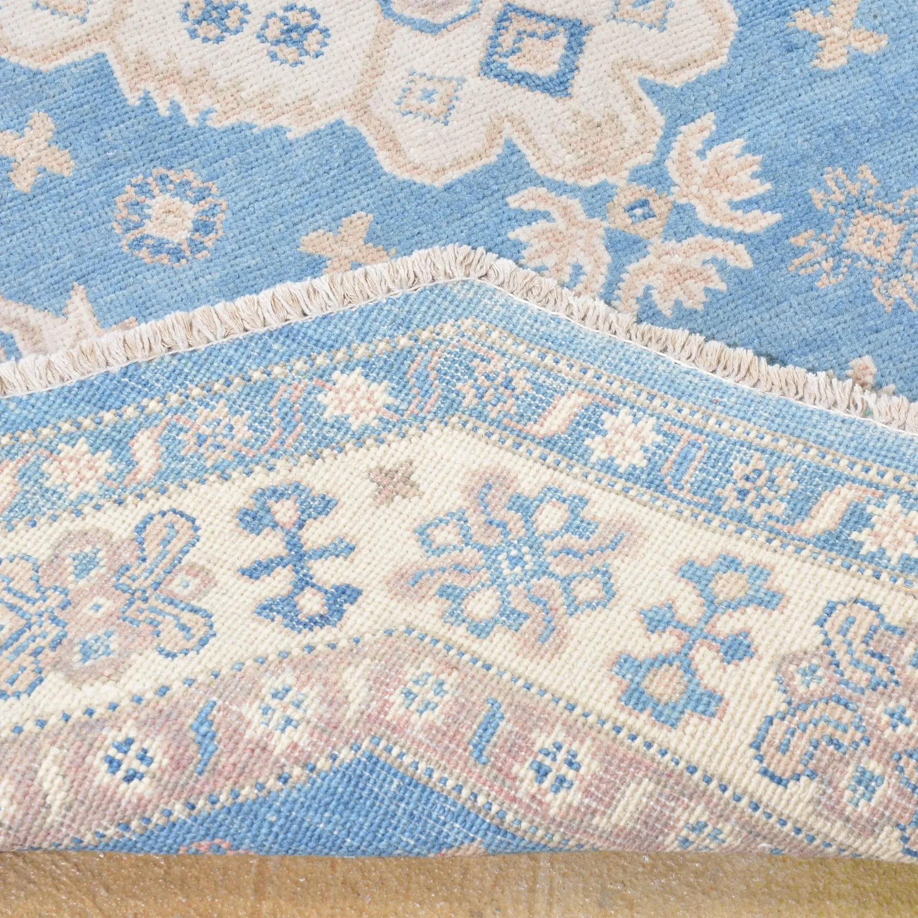Hand-Knotted Octagon Vintage Look Kazak Design Wool Rug (Size 5.3 X 5.0) Brral-5580