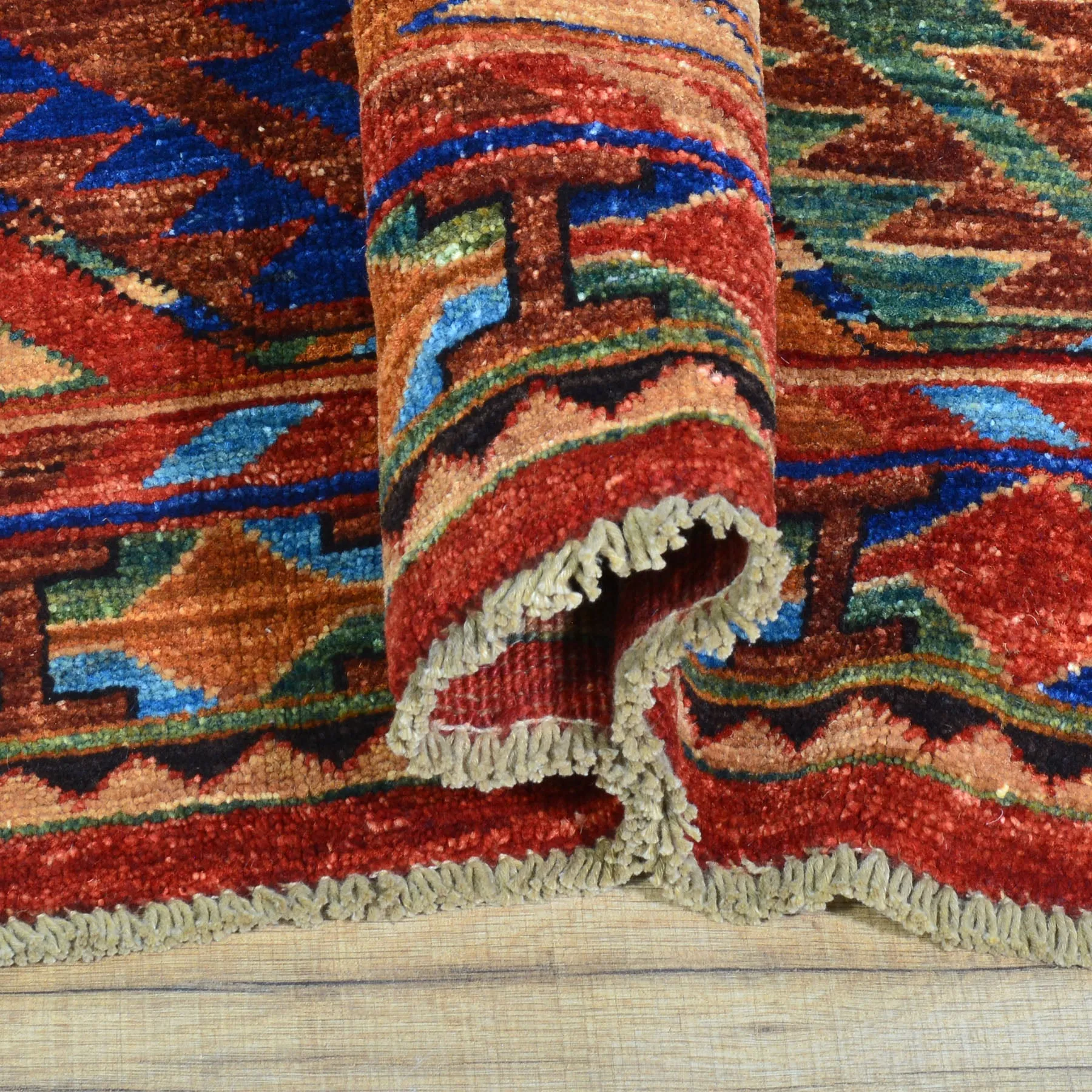 Hand-Knotted oriental Afghan Tribal Handmade Wool Rug (Size 9.4 X 12.6) Cwral-8706