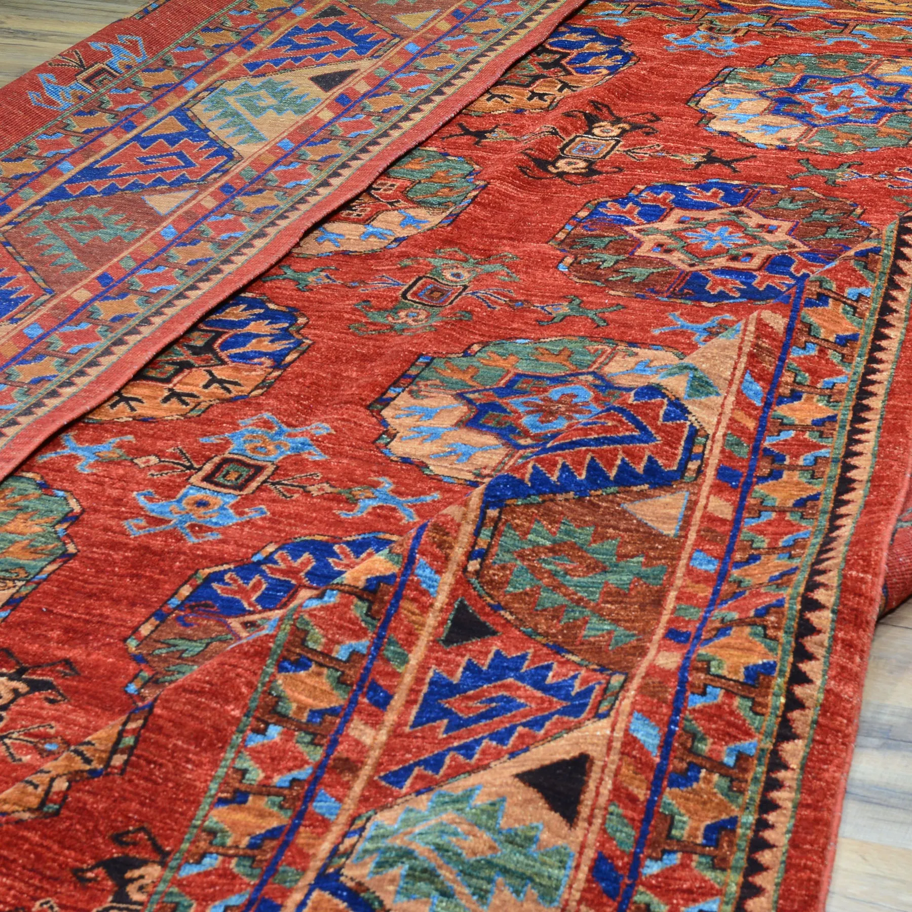 Hand-Knotted oriental Afghan Tribal Handmade Wool Rug (Size 9.4 X 12.6) Cwral-8706