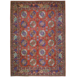 Hand-Knotted oriental Afghan Tribal Handmade Wool Rug (Size 9.4 X 12.6) Cwral-8706