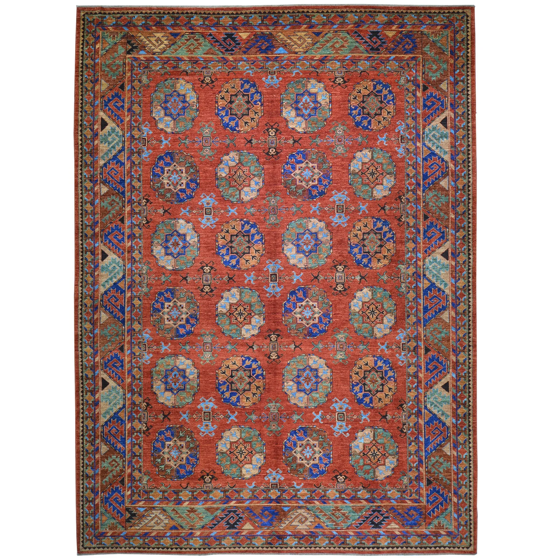 Hand-Knotted oriental Afghan Tribal Handmade Wool Rug (Size 9.4 X 12.6) Cwral-8706