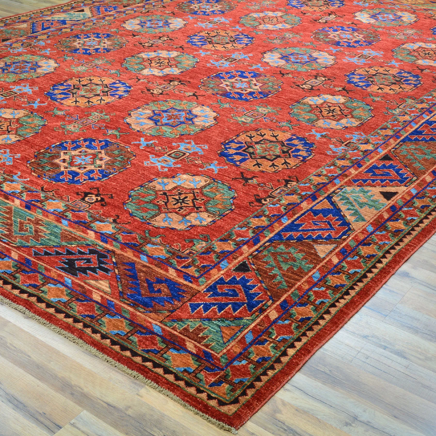 Hand-Knotted oriental Afghan Tribal Handmade Wool Rug (Size 9.4 X 12.6) Cwral-8706