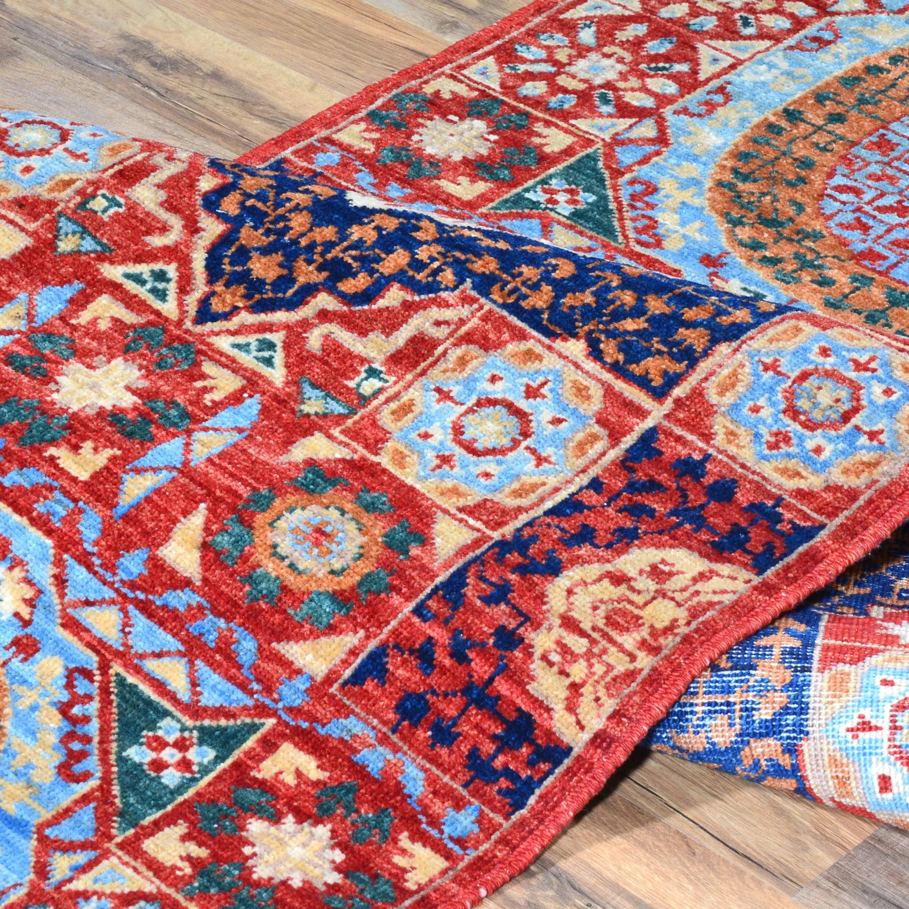 Hand-Knotted Peshawar Mamluk Design 100% Wool Rug (Size 2.6 X 10.3) Brrsf-1869