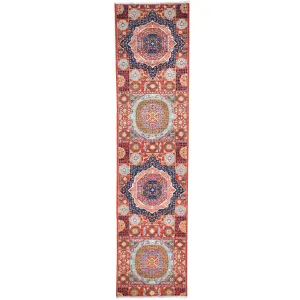 Hand-Knotted Peshawar Mamluk Design 100% Wool Rug (Size 2.6 X 10.3) Brrsf-1869