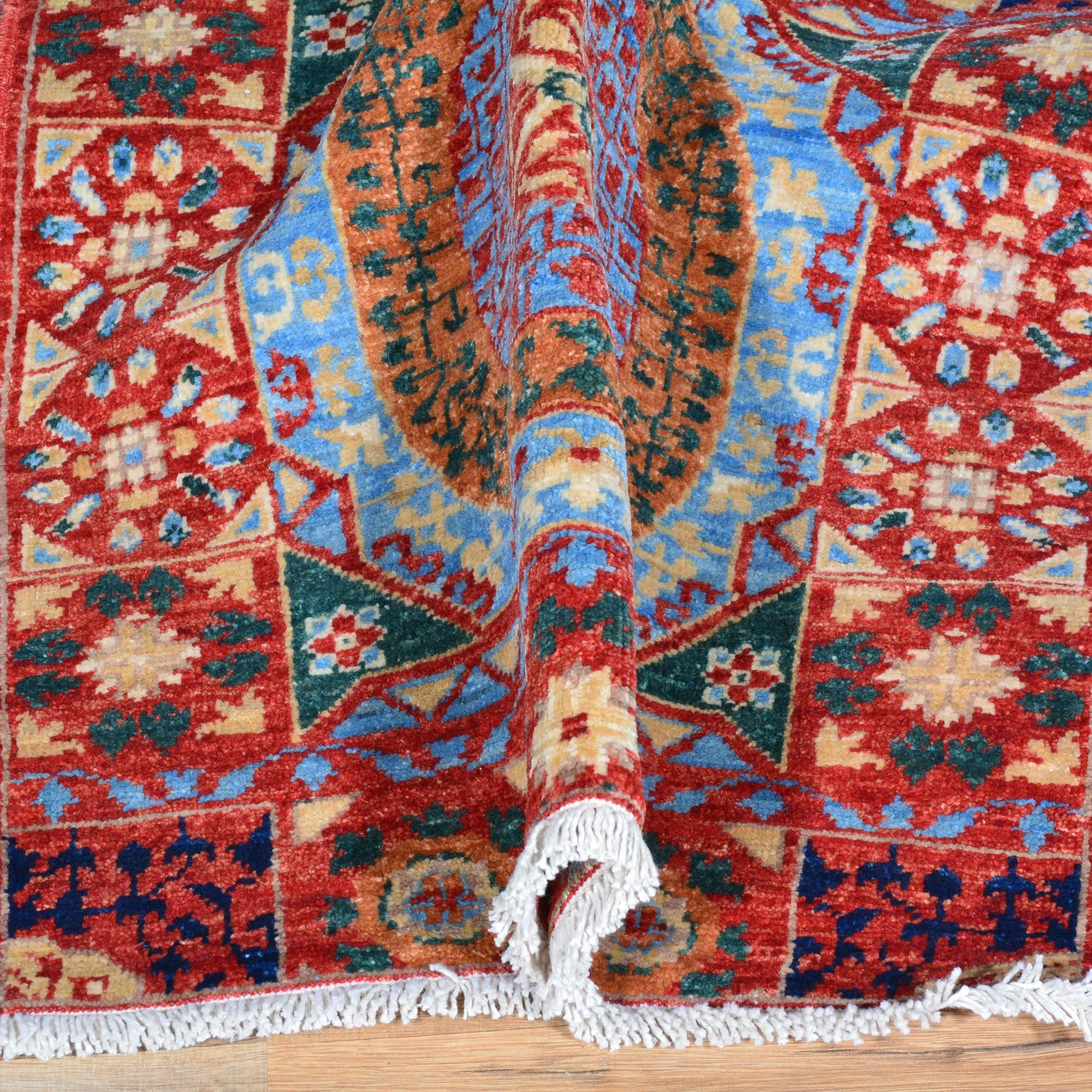 Hand-Knotted Peshawar Mamluk Design 100% Wool Rug (Size 2.6 X 10.3) Brrsf-1869