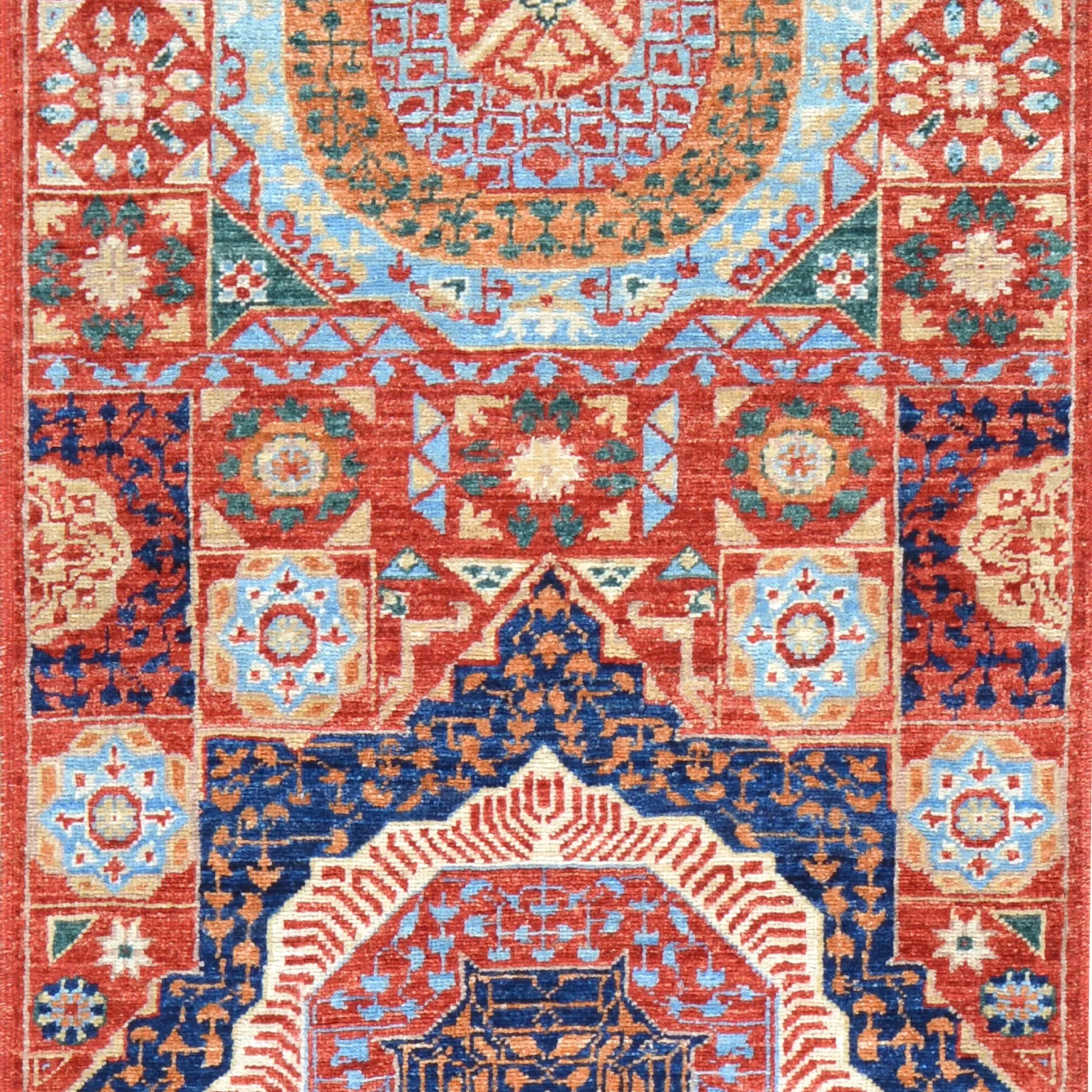 Hand-Knotted Peshawar Mamluk Design 100% Wool Rug (Size 2.6 X 10.3) Brrsf-1869