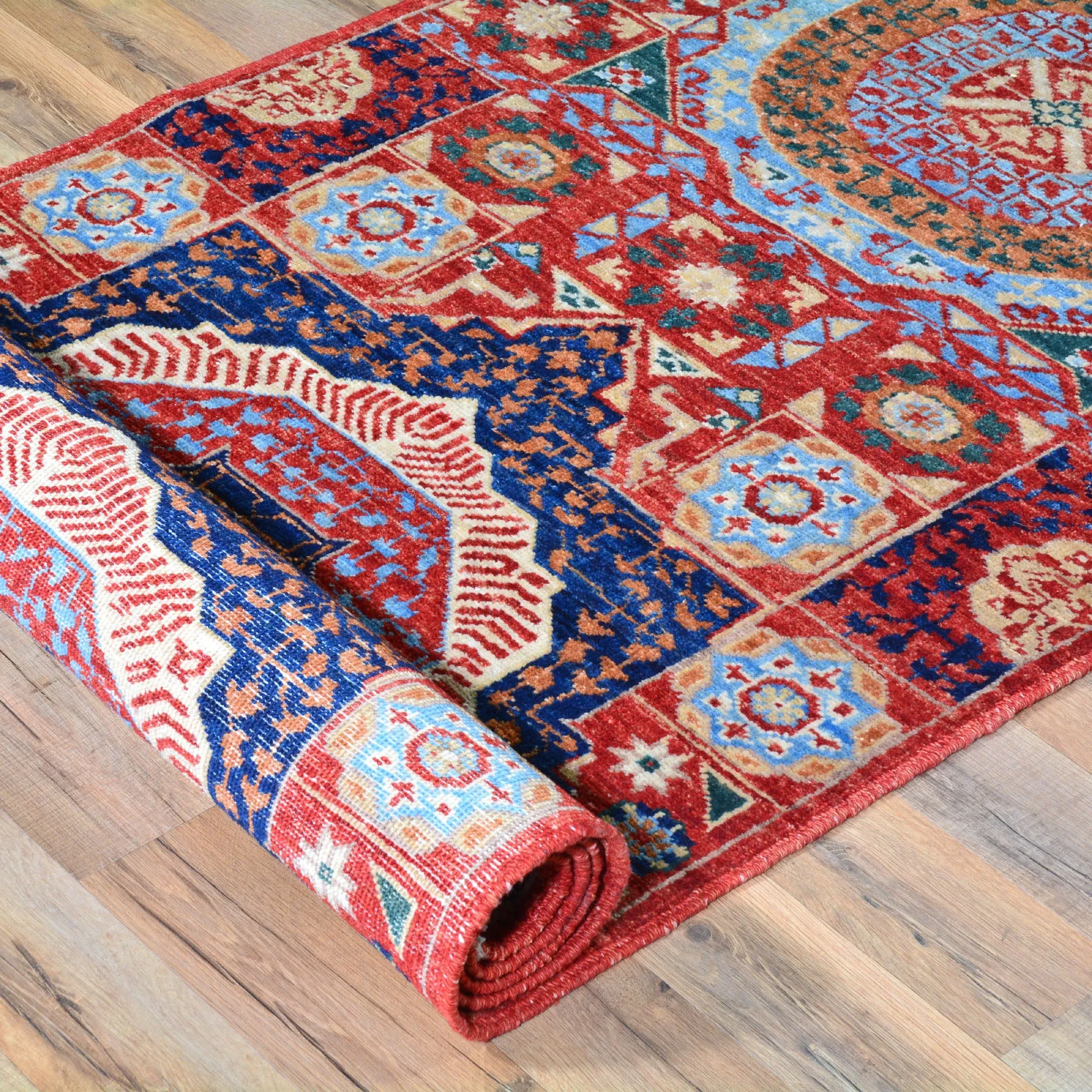 Hand-Knotted Peshawar Mamluk Design 100% Wool Rug (Size 2.6 X 10.3) Brrsf-1869