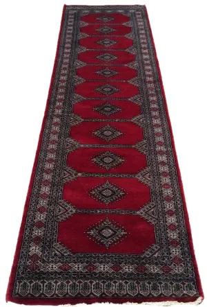 Hand-Knotted Red Tribal Design Handmade Bokhara 100% Wool (Size 2.7 X 9.9) Brrsf-204