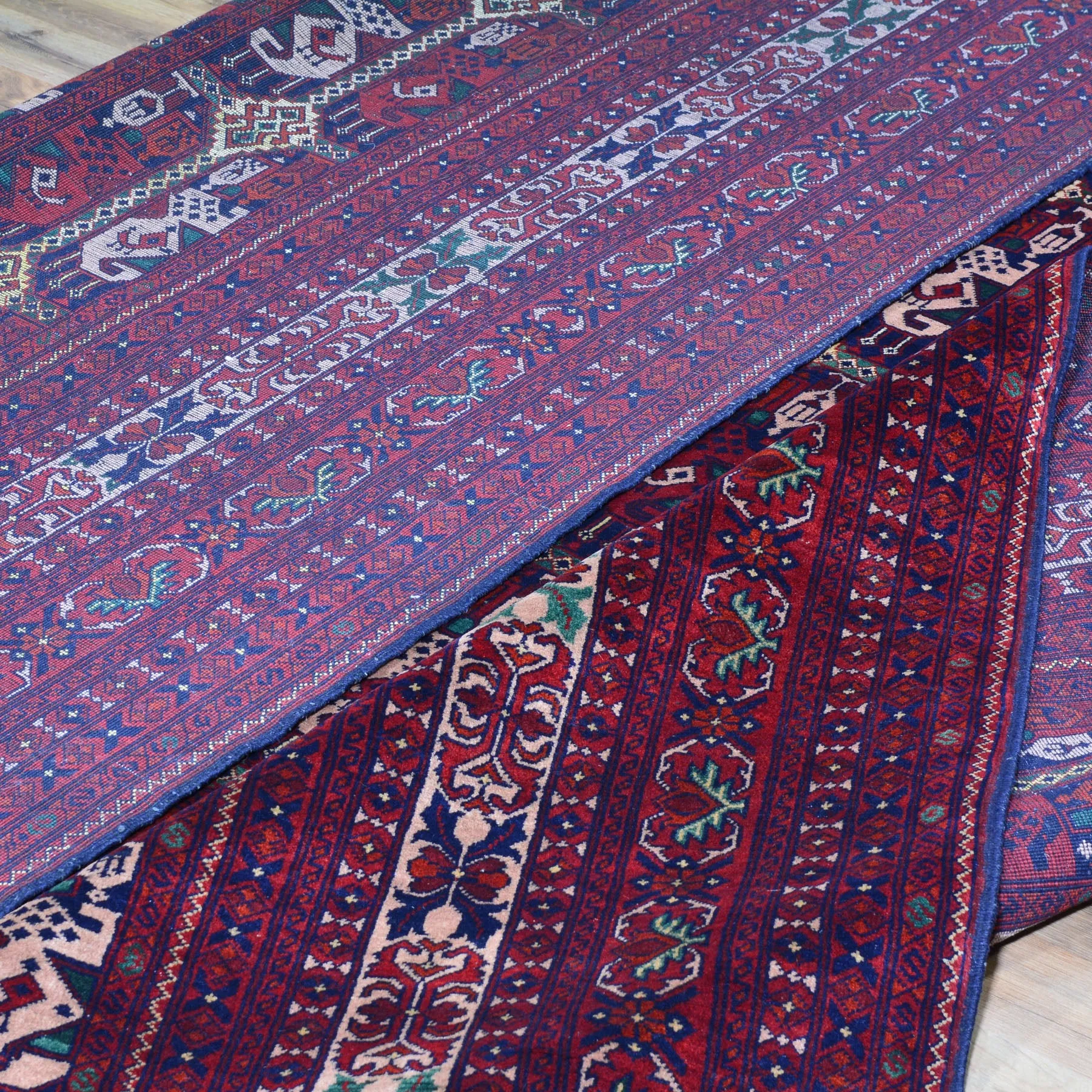 Hand-Knotted Tribal Afghan Turkoman Wool Rug (Size 9.7 X 13.4) Brral-4251
