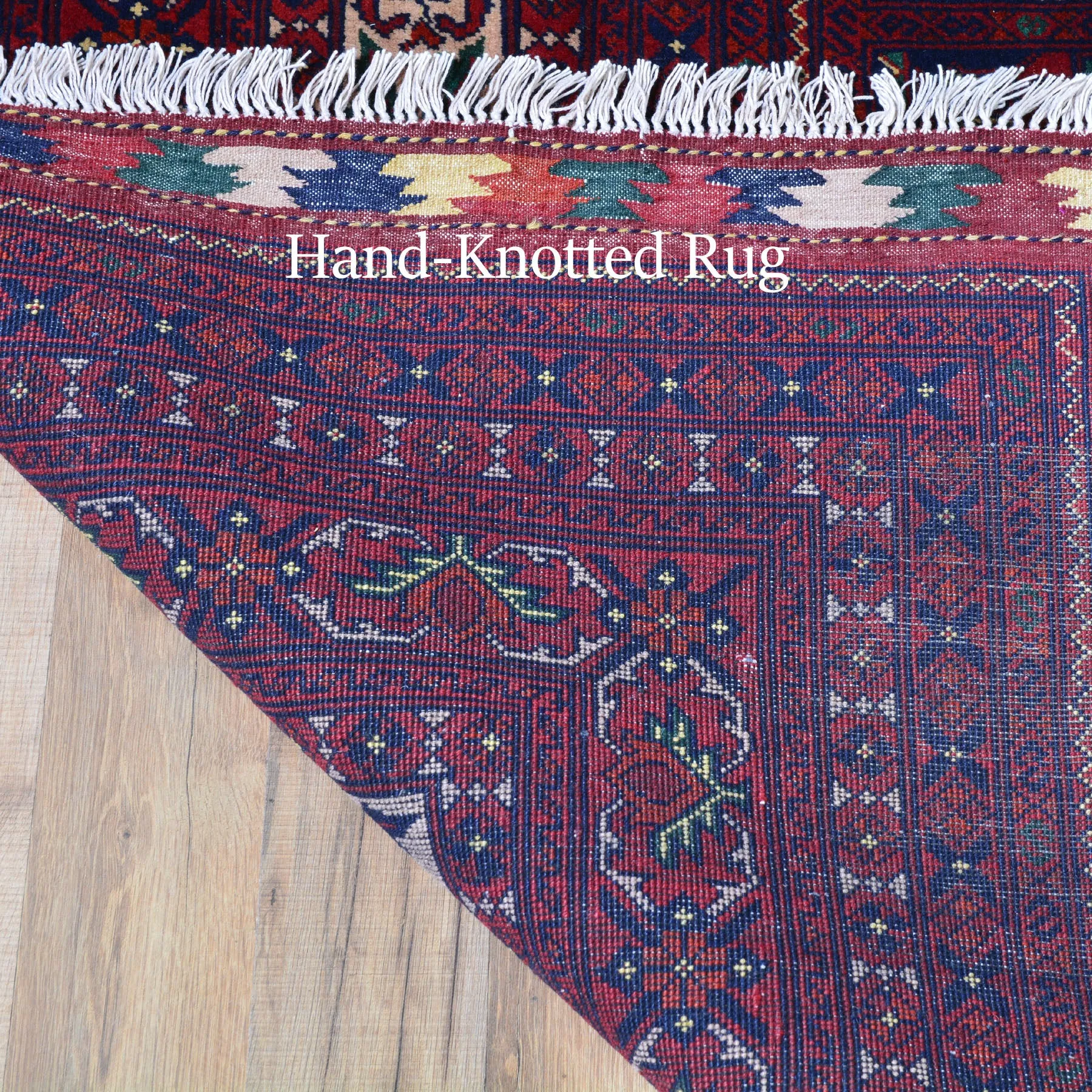 Hand-Knotted Tribal Afghan Turkoman Wool Rug (Size 9.7 X 13.4) Brral-4251