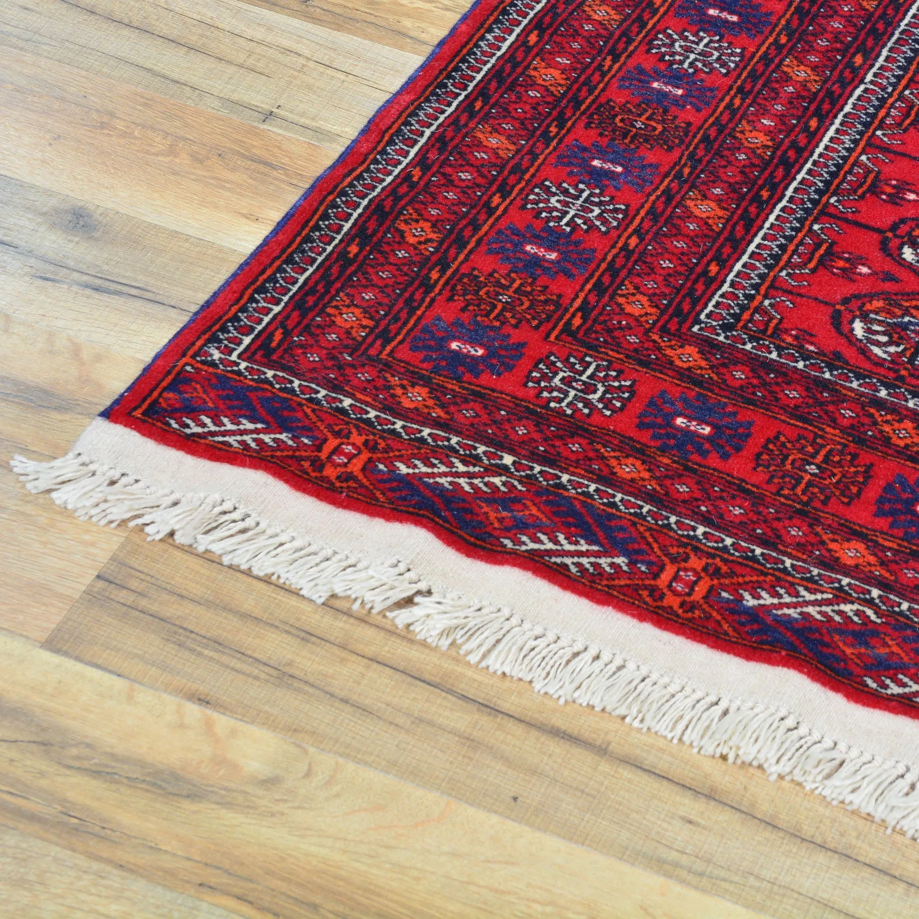 Hand-Knotted Turkmen Bokhara Design Handmade Wool Rug (Size 2.10 X 9.10) Cwral-8238