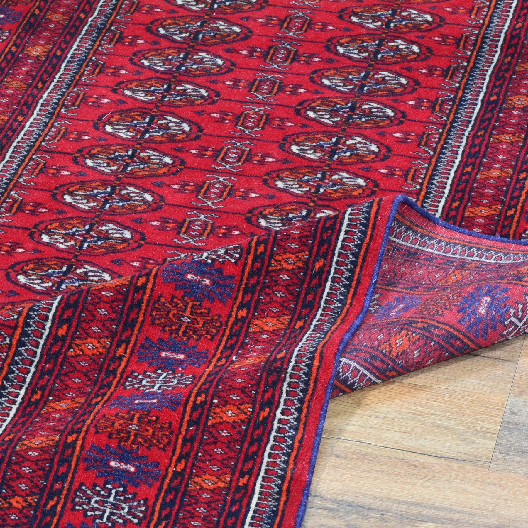 Hand-Knotted Turkmen Bokhara Design Handmade Wool Rug (Size 2.10 X 9.10) Cwral-8238