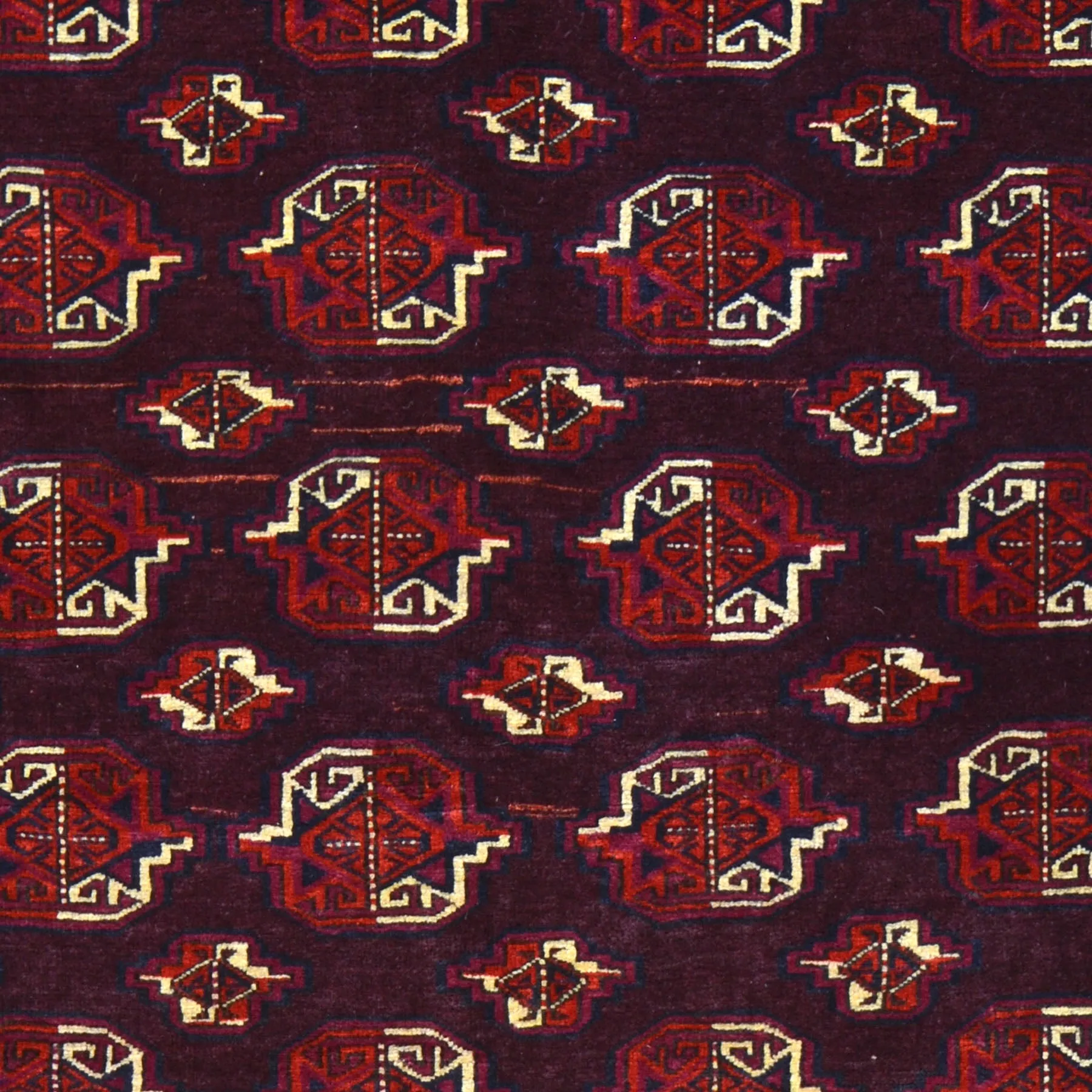 Hand-Knotted Vintage Tribal Afghan Yamut Design Wool Rug (Size 4.3 X 6.3) Brral-501