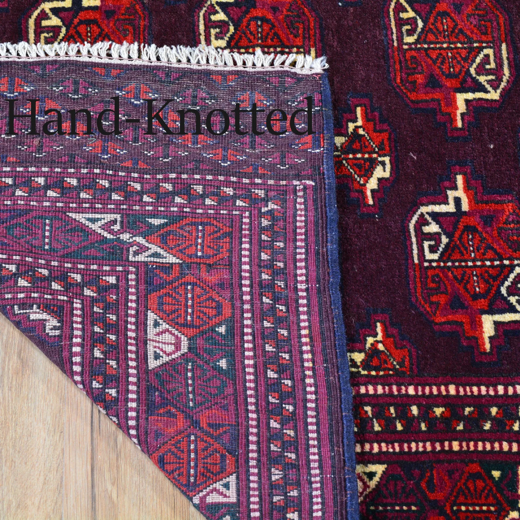 Hand-Knotted Vintage Tribal Afghan Yamut Design Wool Rug (Size 4.3 X 6.3) Brral-501