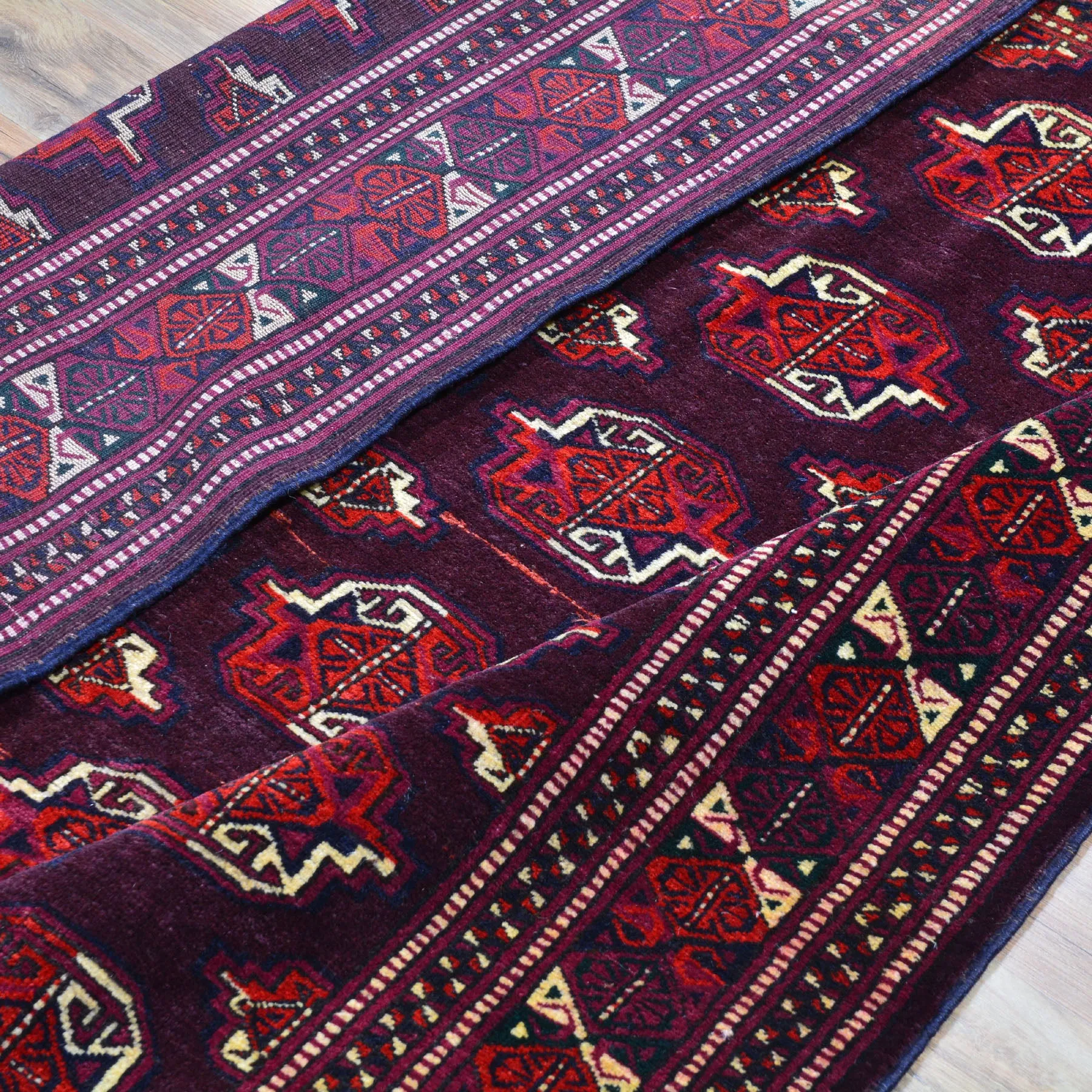Hand-Knotted Vintage Tribal Afghan Yamut Design Wool Rug (Size 4.3 X 6.3) Brral-501