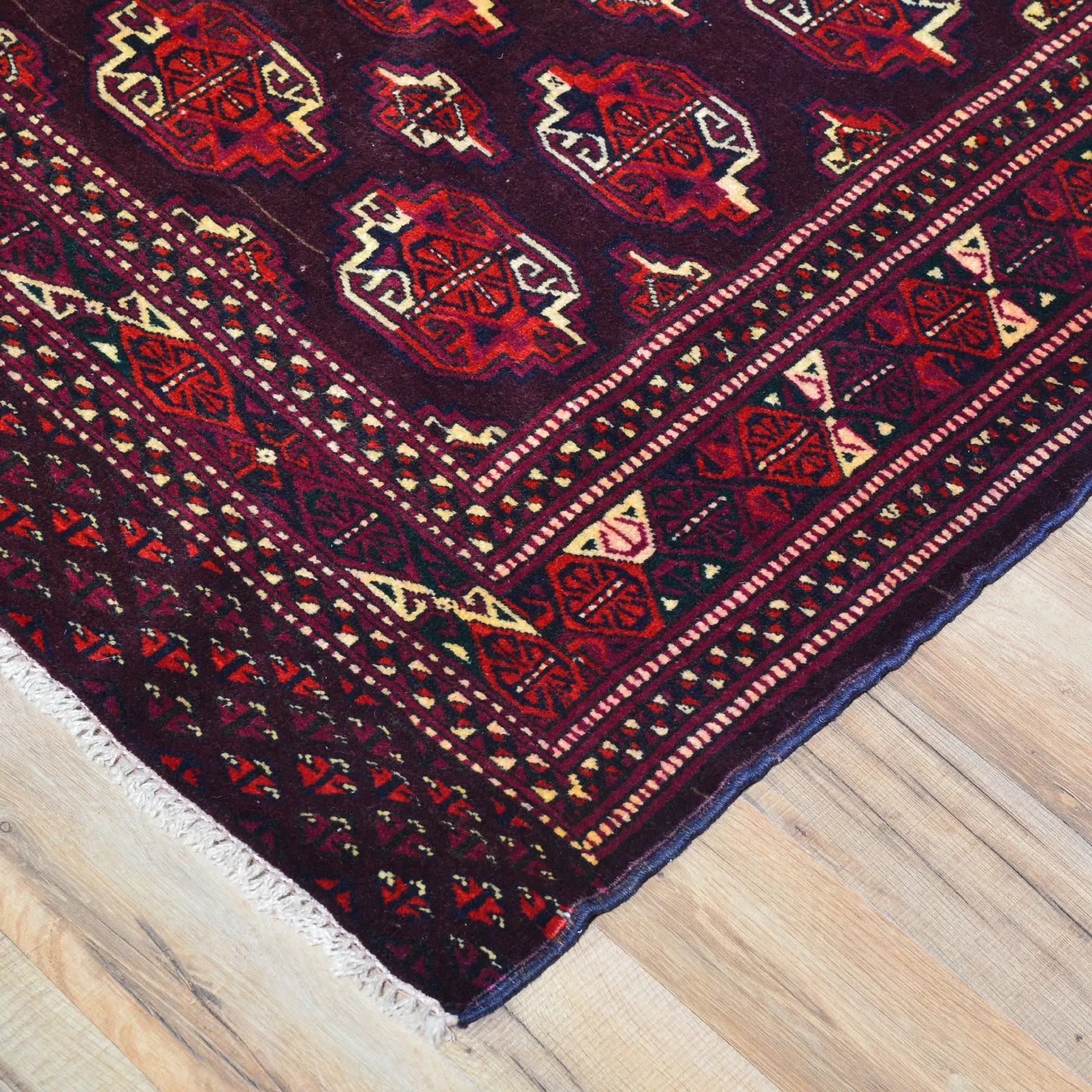 Hand-Knotted Vintage Tribal Afghan Yamut Design Wool Rug (Size 4.3 X 6.3) Brral-501