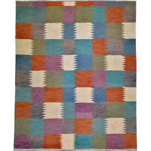 Hand-Woven Flat-Weave Modern Style Handmade Wool Rug (Size 8.2 X 9.9) Cwral-11115