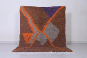 Handmade Beni Ourain Rug 4.9 x 6.3 Ft - Multicolored Wool Rug