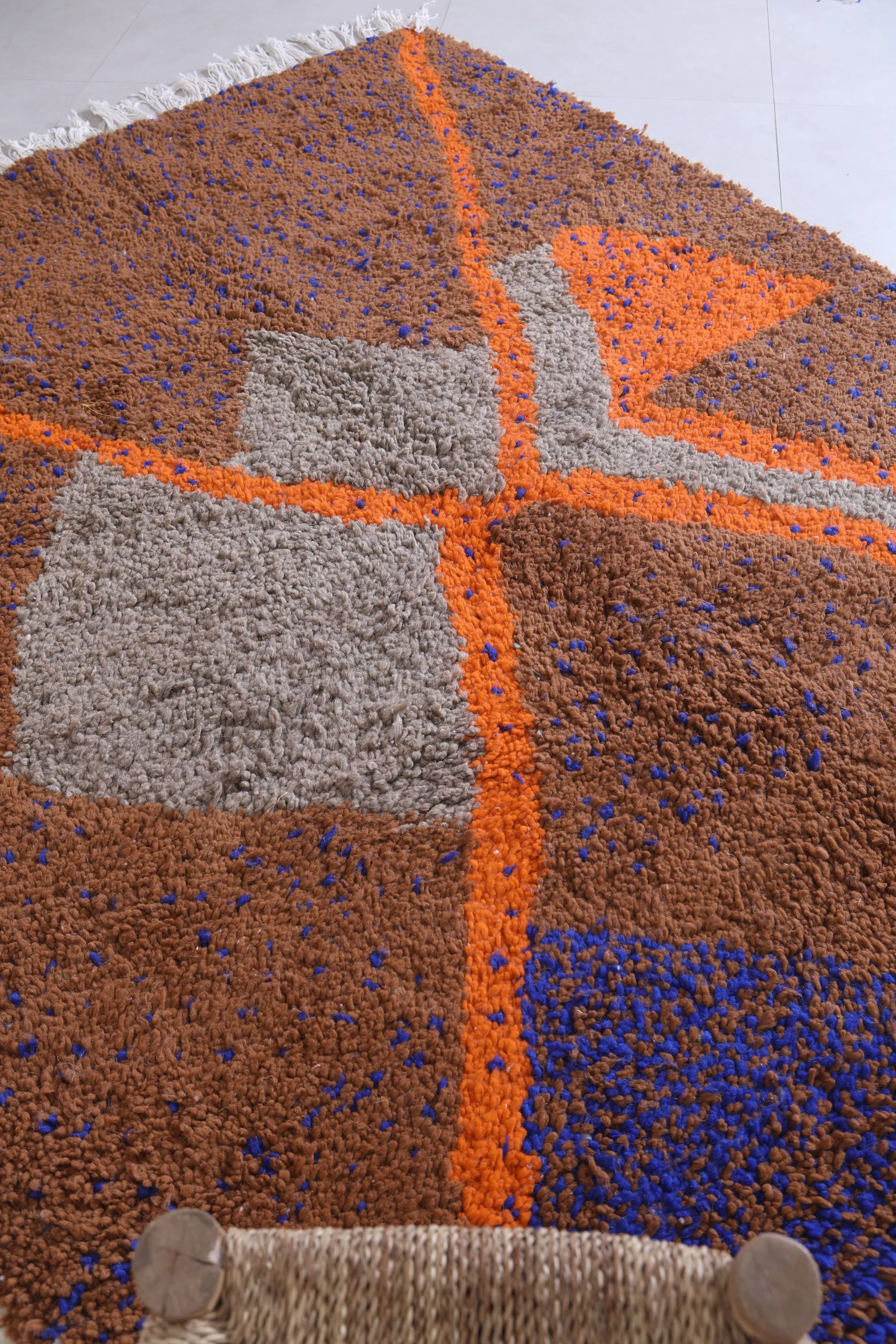 Handmade Beni Ourain Rug 4.9 x 6.3 Ft - Multicolored Wool Rug