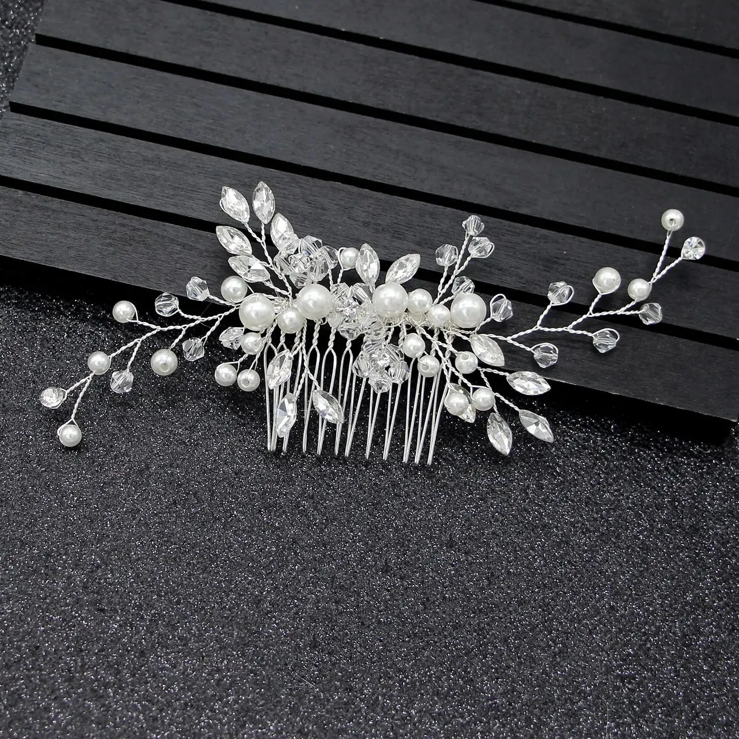 Handmade Pearl Crystal Leaf Tiara Headband Wedding Jewelry Tiara Bridal Hair Ornament Wedding Hair Accessories