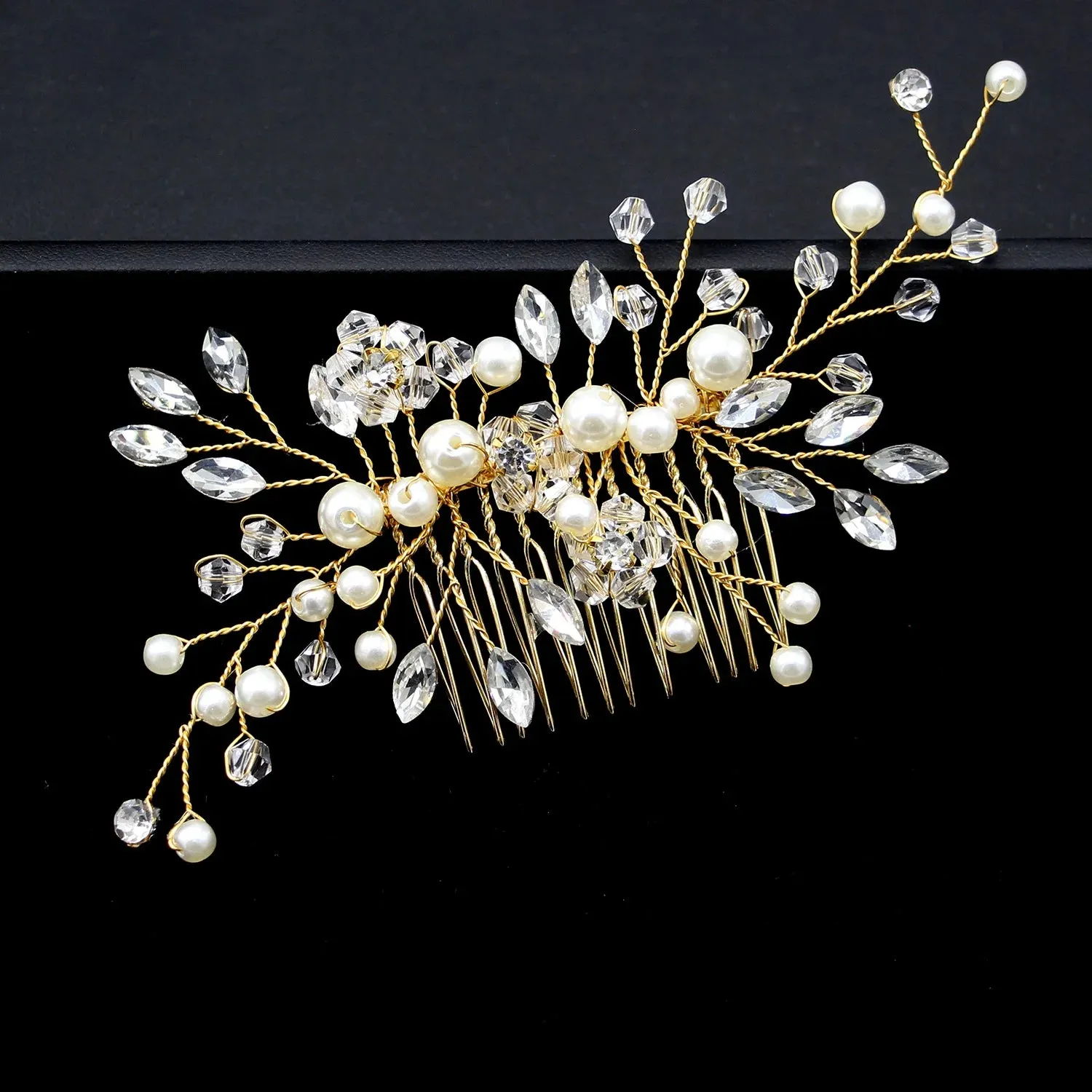 Handmade Pearl Crystal Leaf Tiara Headband Wedding Jewelry Tiara Bridal Hair Ornament Wedding Hair Accessories