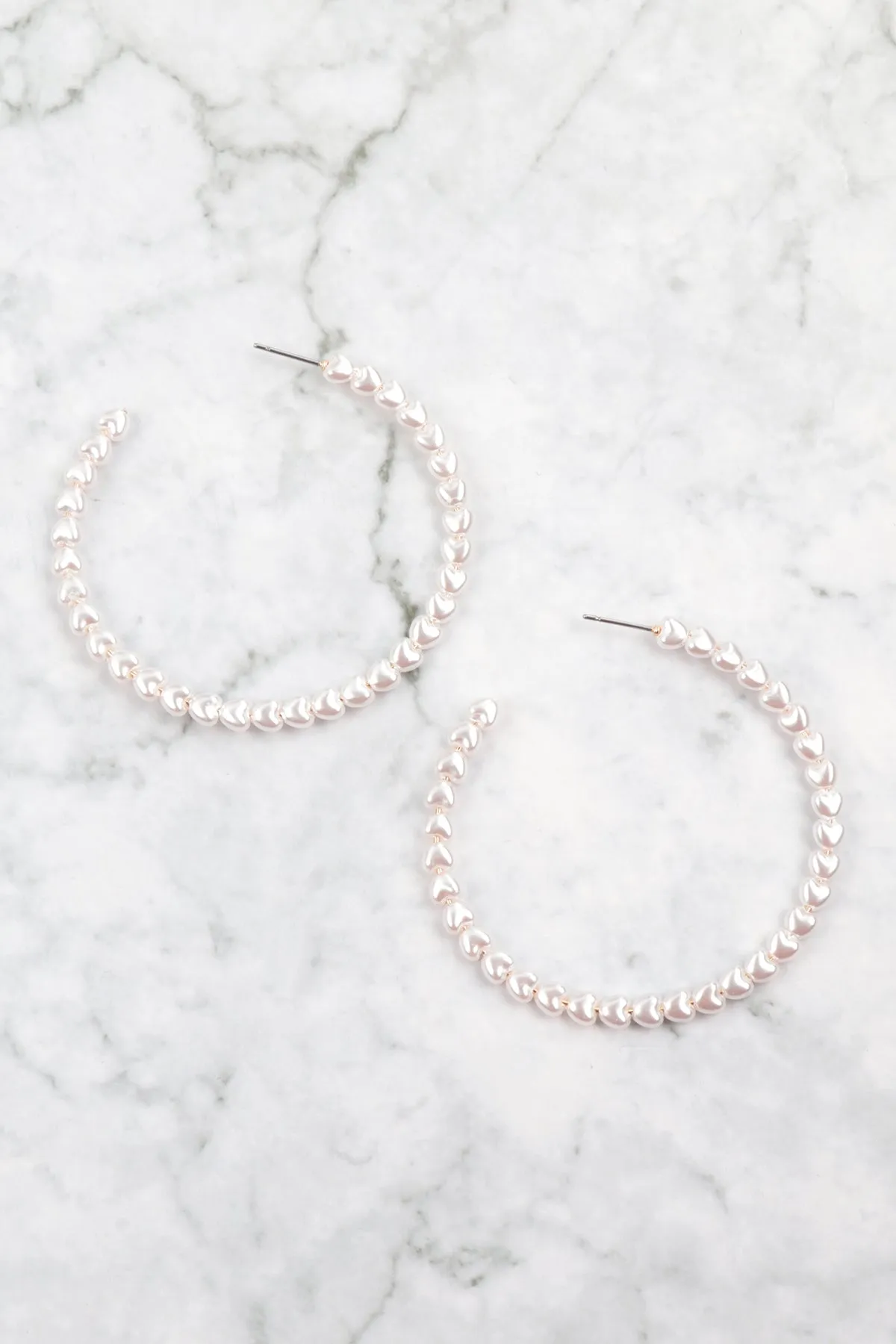 HEART PEARL HOOP EARRINGS