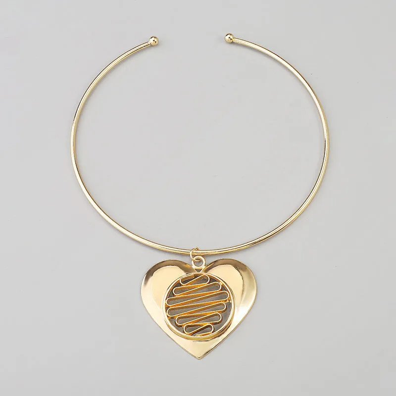 Hollow Love Metal Style Simple Necklace