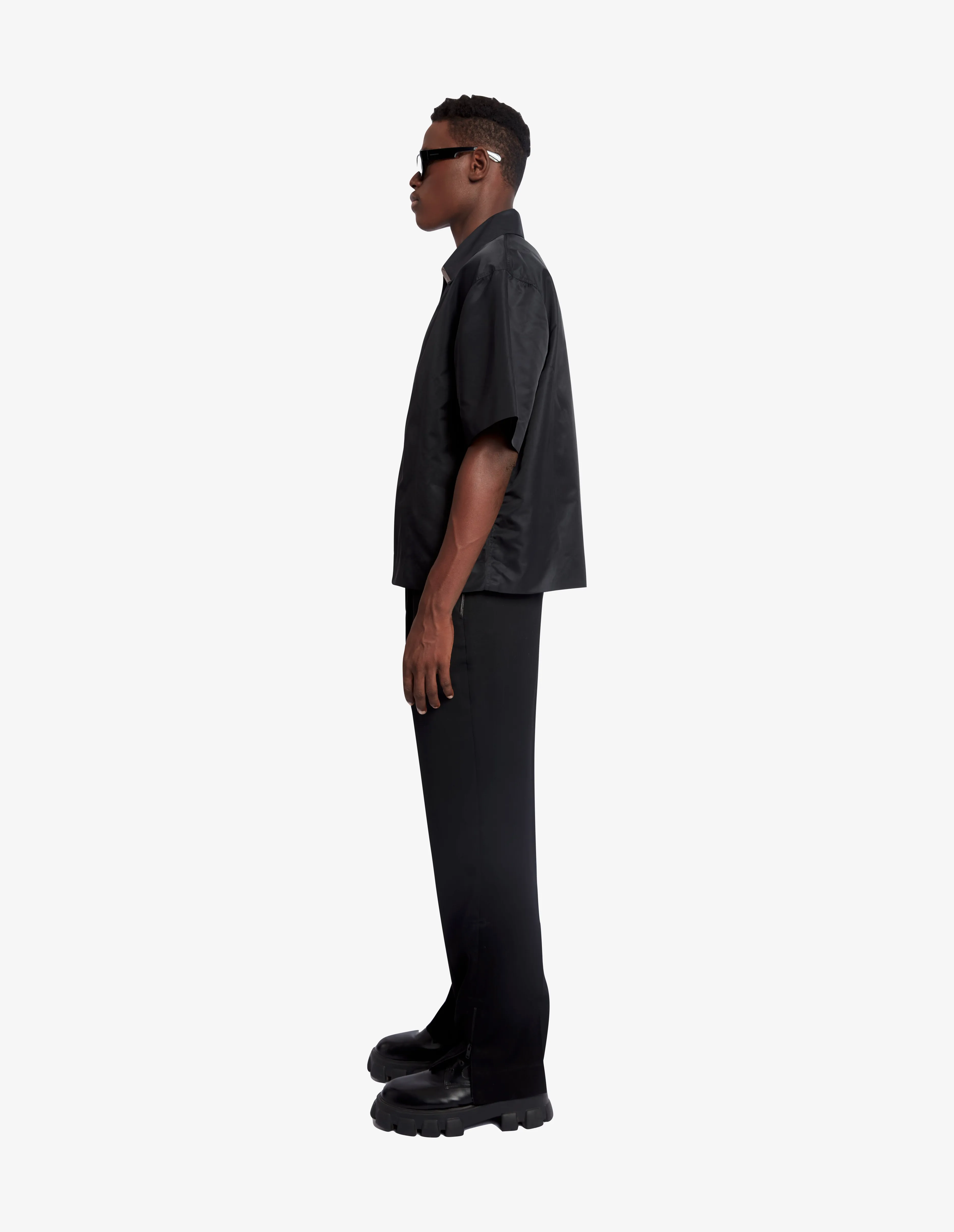 Inox Metal Plaque Shirt - Sleek Black