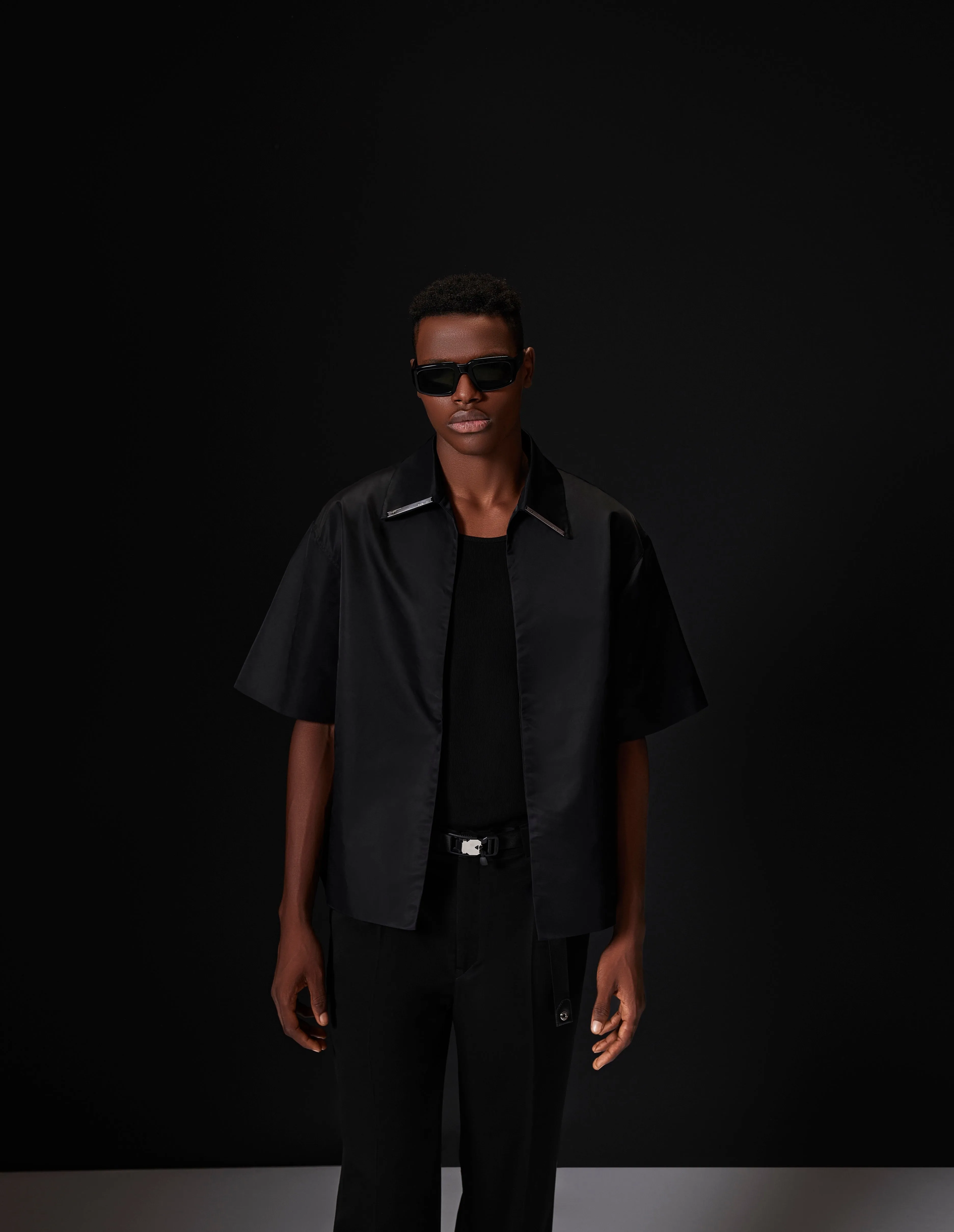 Inox Metal Plaque Shirt - Sleek Black