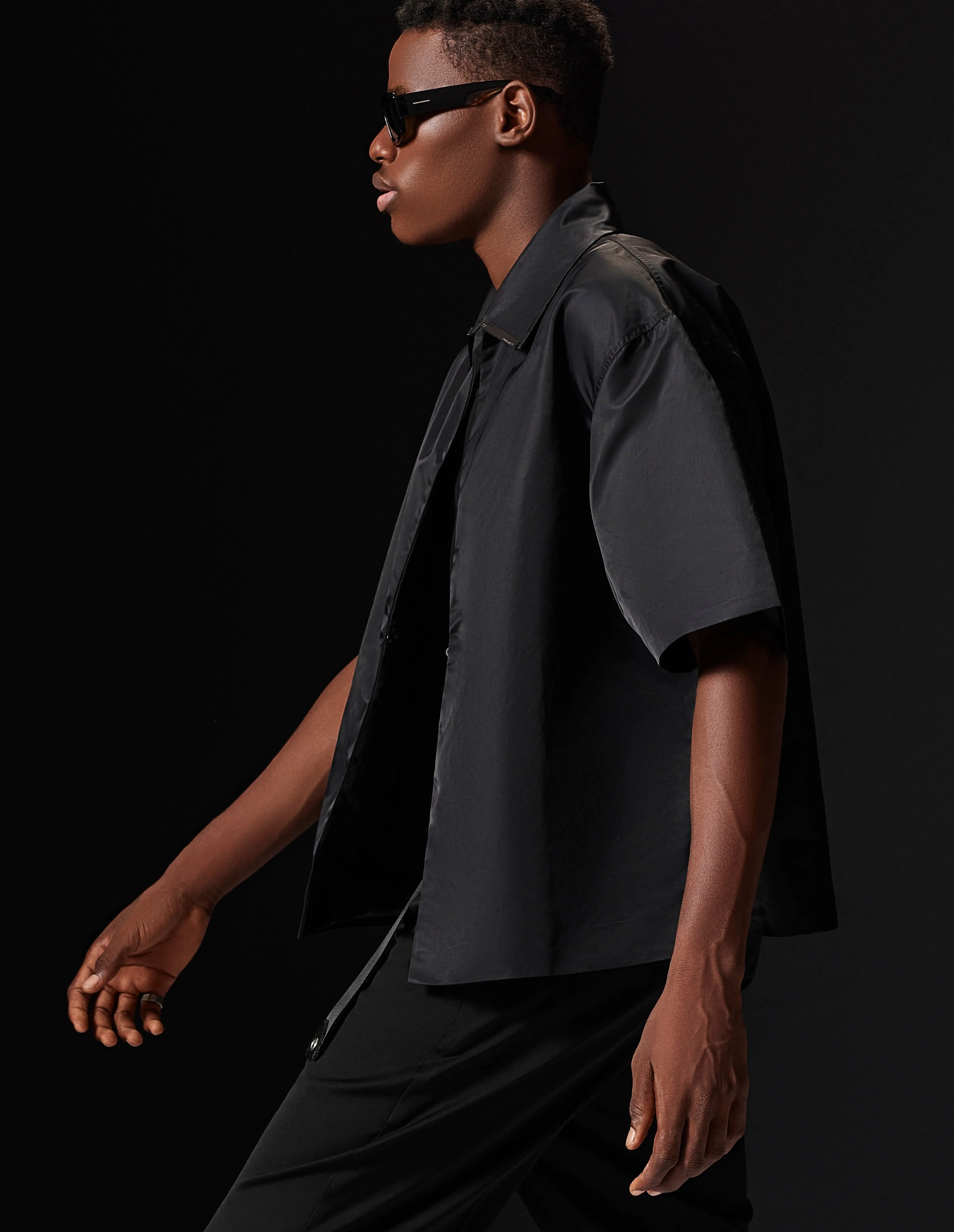 Inox Metal Plaque Shirt - Sleek Black