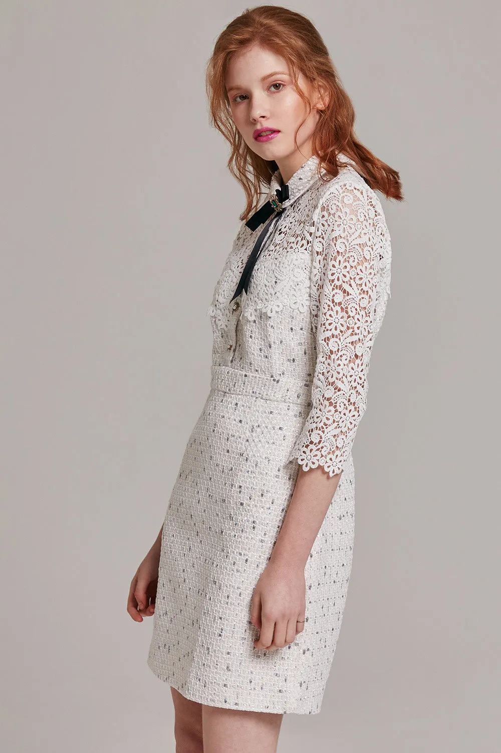 Jackie Tweed and Lace Dress