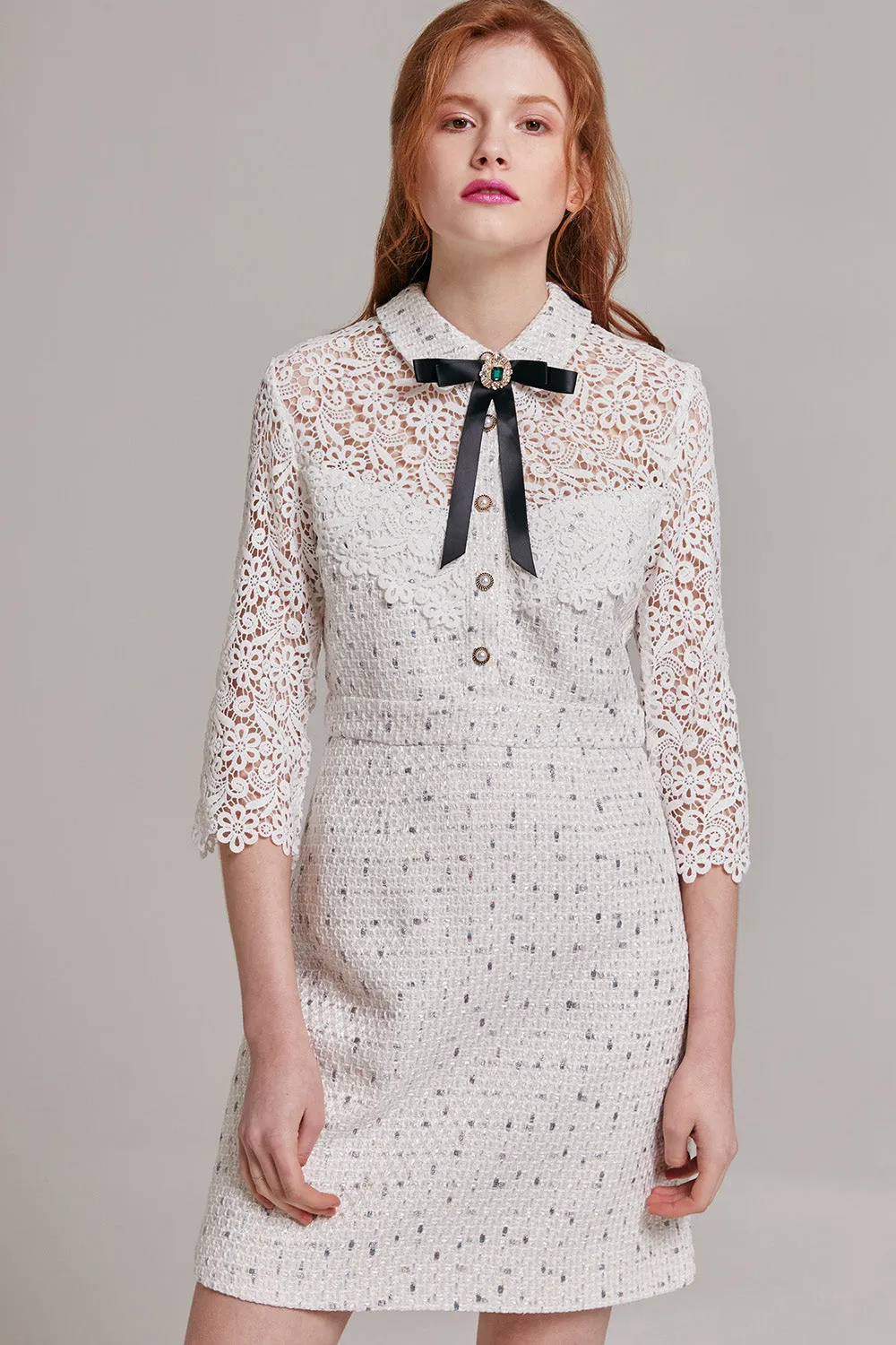 Jackie Tweed and Lace Dress