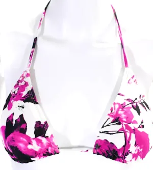 Jean Paul Gaultier Paris. White Floral Print V-Neck Tie Close Bikini Top Size S