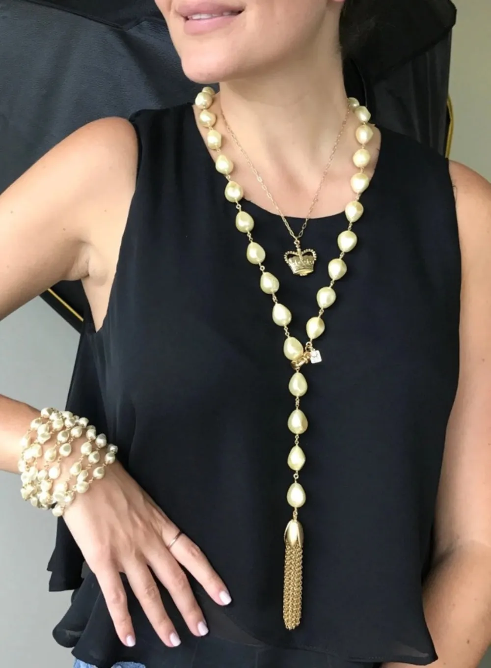JOHN WIND | Baroque Pearl Lariat Necklace