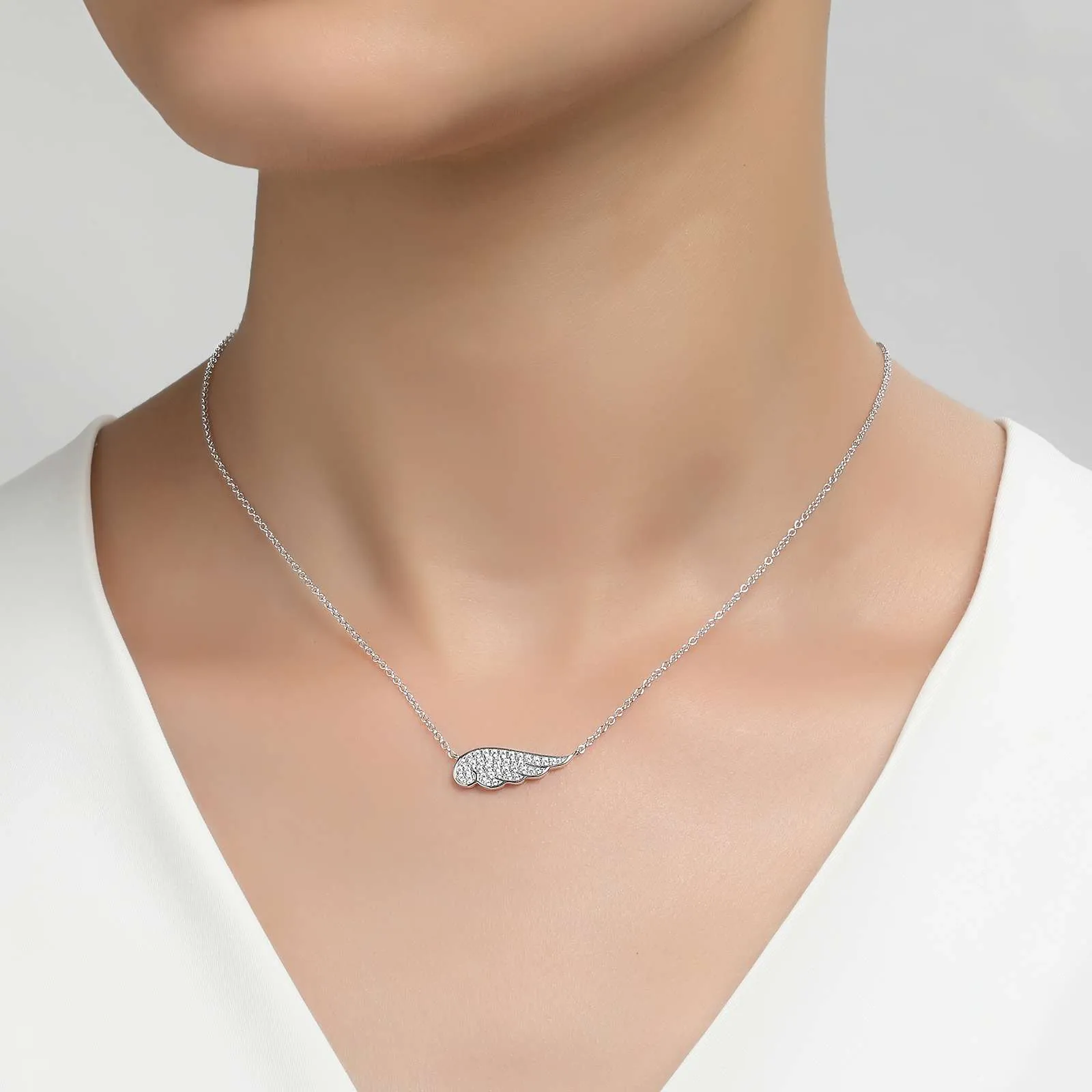 Lafonn Simulated Diamond 0.33ct Angel Wing Necklace N0018CLP