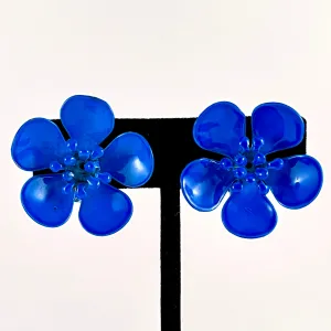 Late 60s/ Early 70s Blue Enamel Flower Earrings