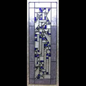 Lilac Border Geometric Stained Glass Window Panel by Edel Byrne