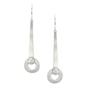 Long Taper with Small Ring and White Pearl Cabochon Wire Earring