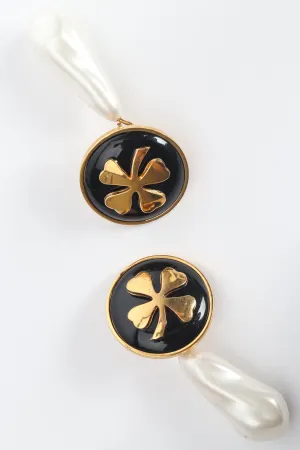 Lucky Clover Pearl Drop Earrings