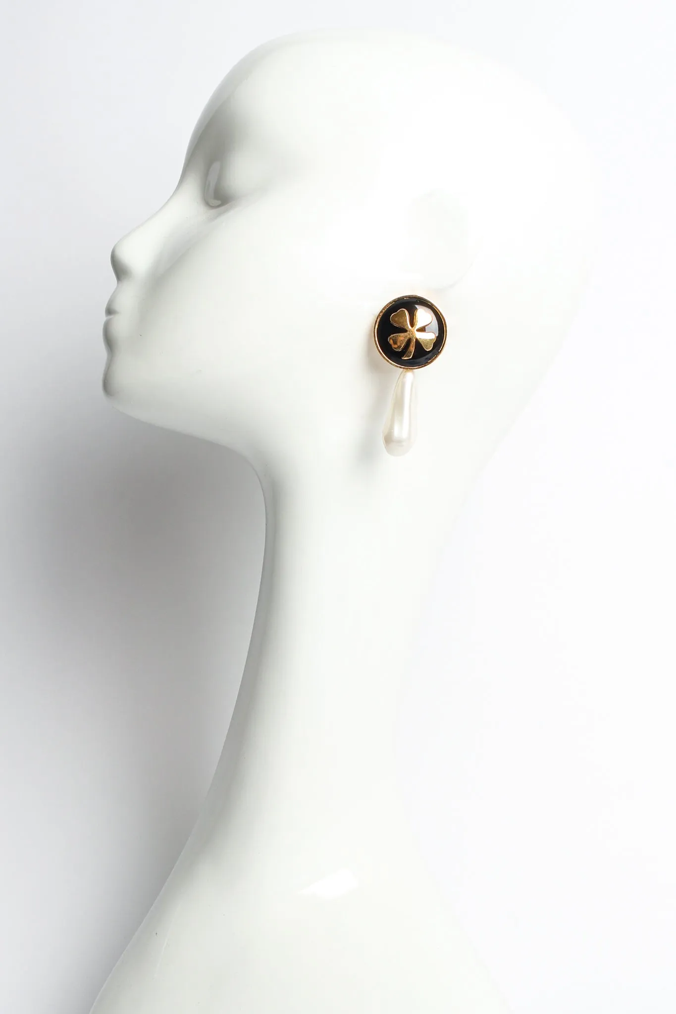 Lucky Clover Pearl Drop Earrings