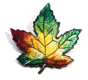 Maple leaf Autumn enamel vintage sterling silver Canadian vintage brooch