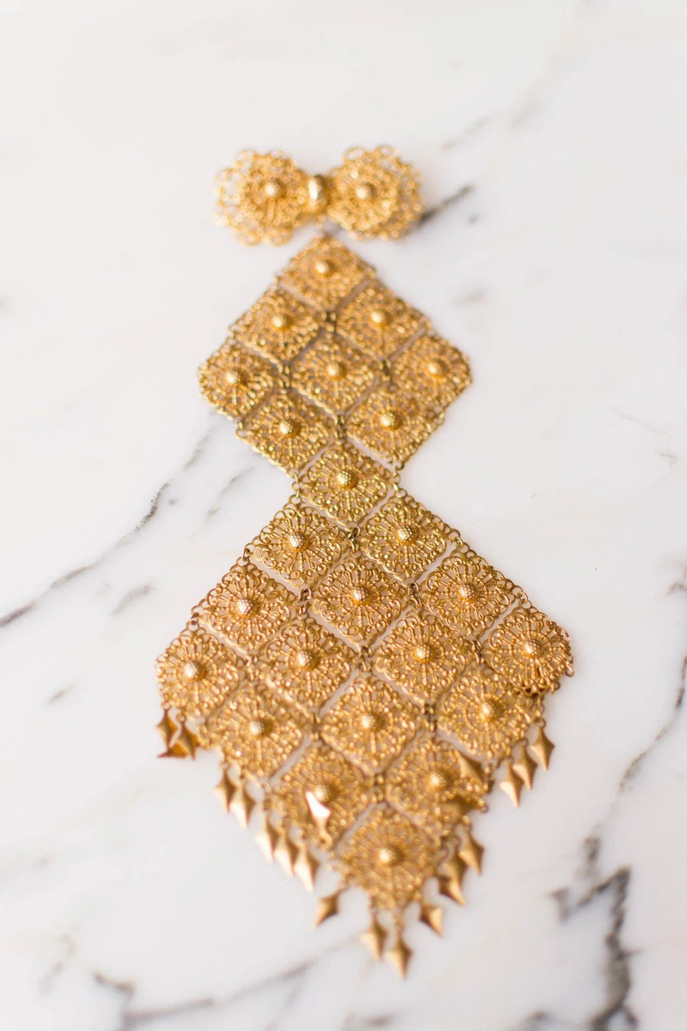 Massive Gold Filigree Brooch, 1960s, Designer Vintage Jewelry