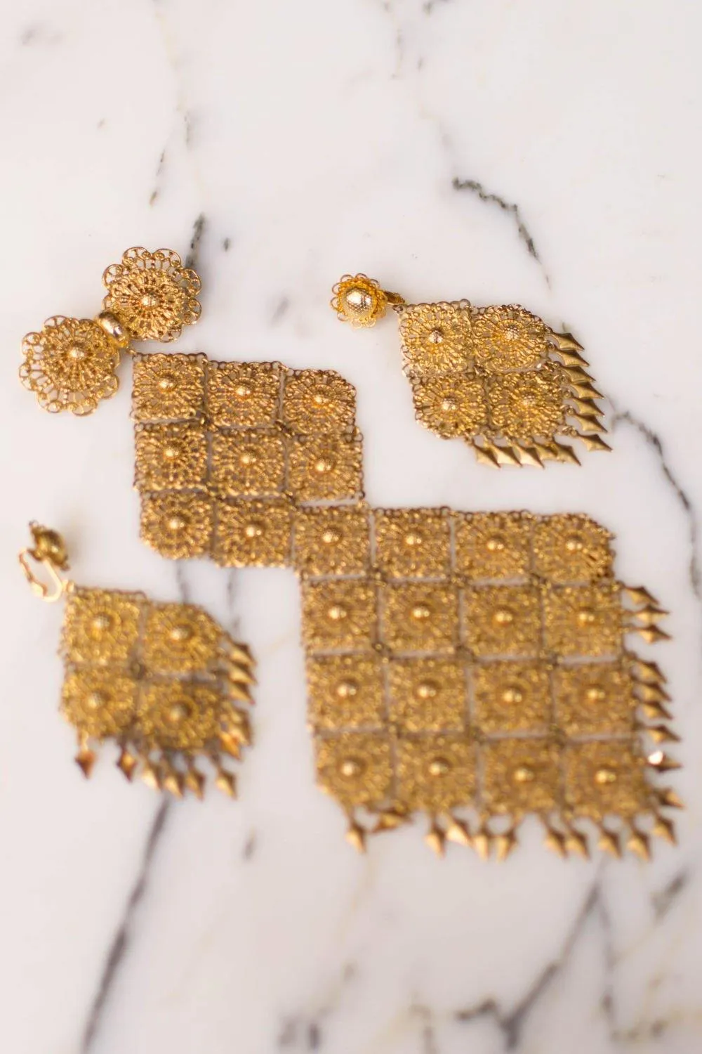 Massive Gold Filigree Brooch, 1960s, Designer Vintage Jewelry