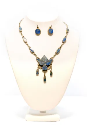 Metal and Blue Jewelry Set