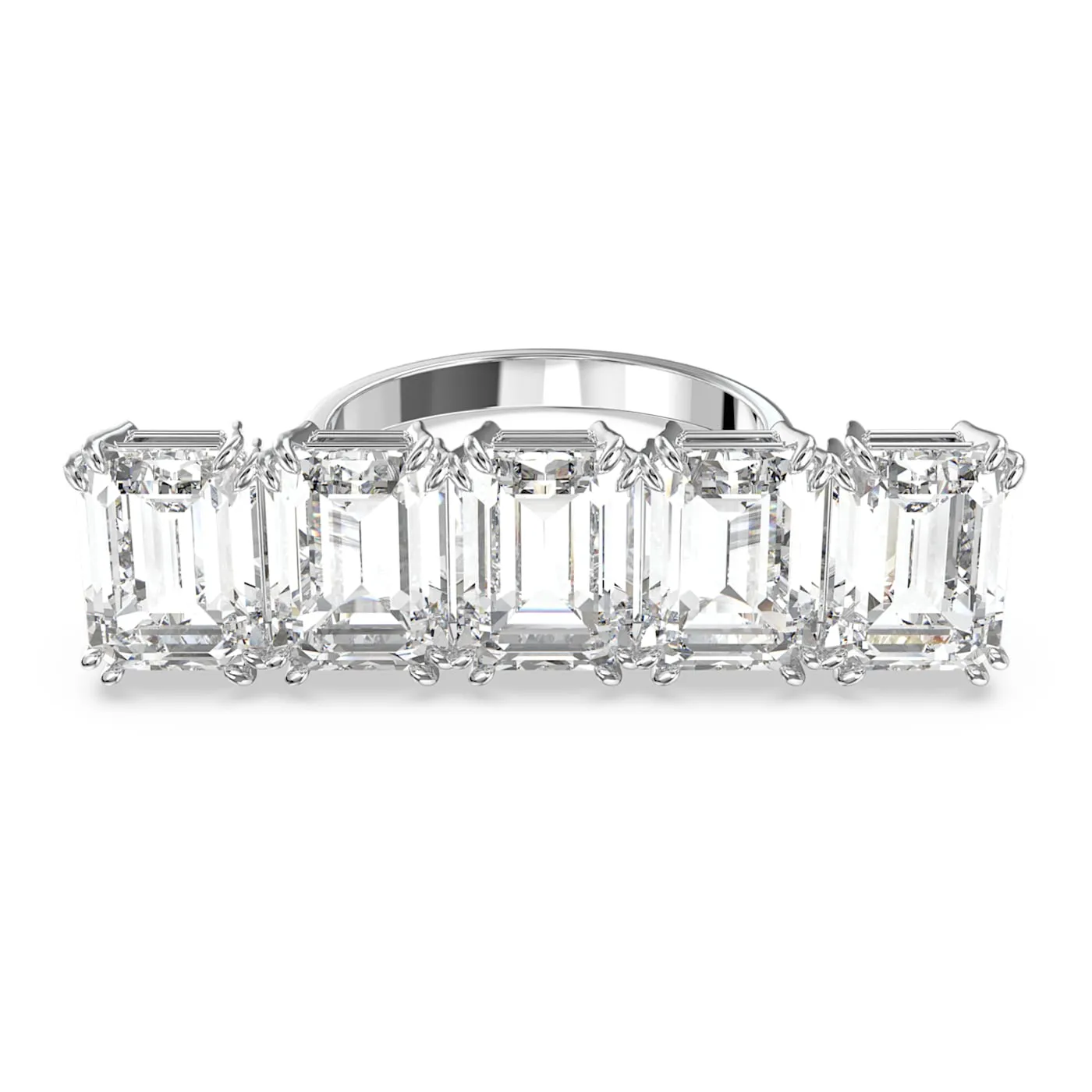 Millenia cocktail ring Octagon cut, White, Rhodium plated