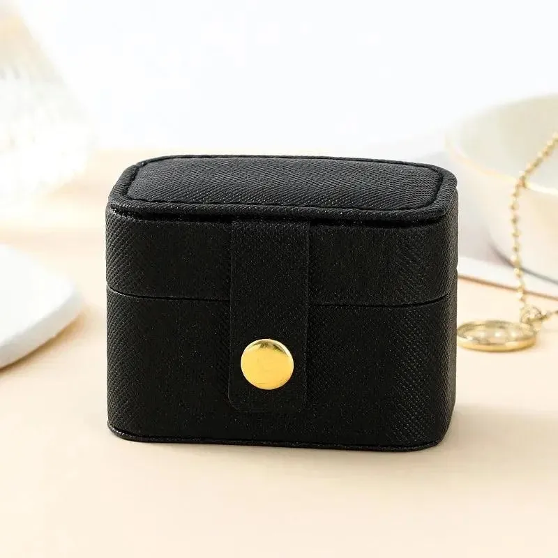 Mini Portable Jewelry Storage Bag Travel Simple Leather Ring Necklace Earrings Storage Box Organizer Display Small Gift Box