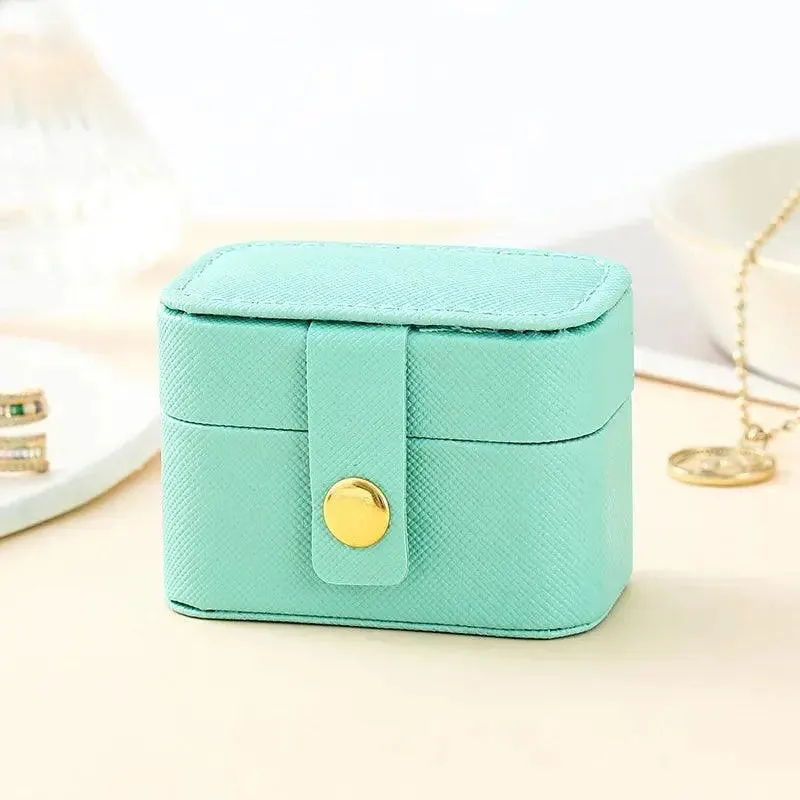 Mini Portable Jewelry Storage Bag Travel Simple Leather Ring Necklace Earrings Storage Box Organizer Display Small Gift Box