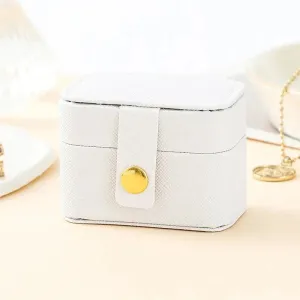 Mini Portable Jewelry Storage Bag Travel Simple Leather Ring Necklace Earrings Storage Box Organizer Display Small Gift Box